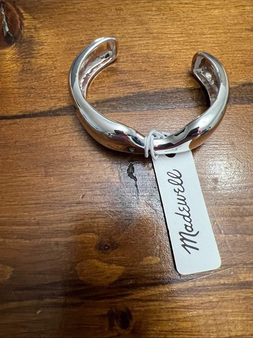 Madewell Silver Sculpted Open Cuff Bracelet